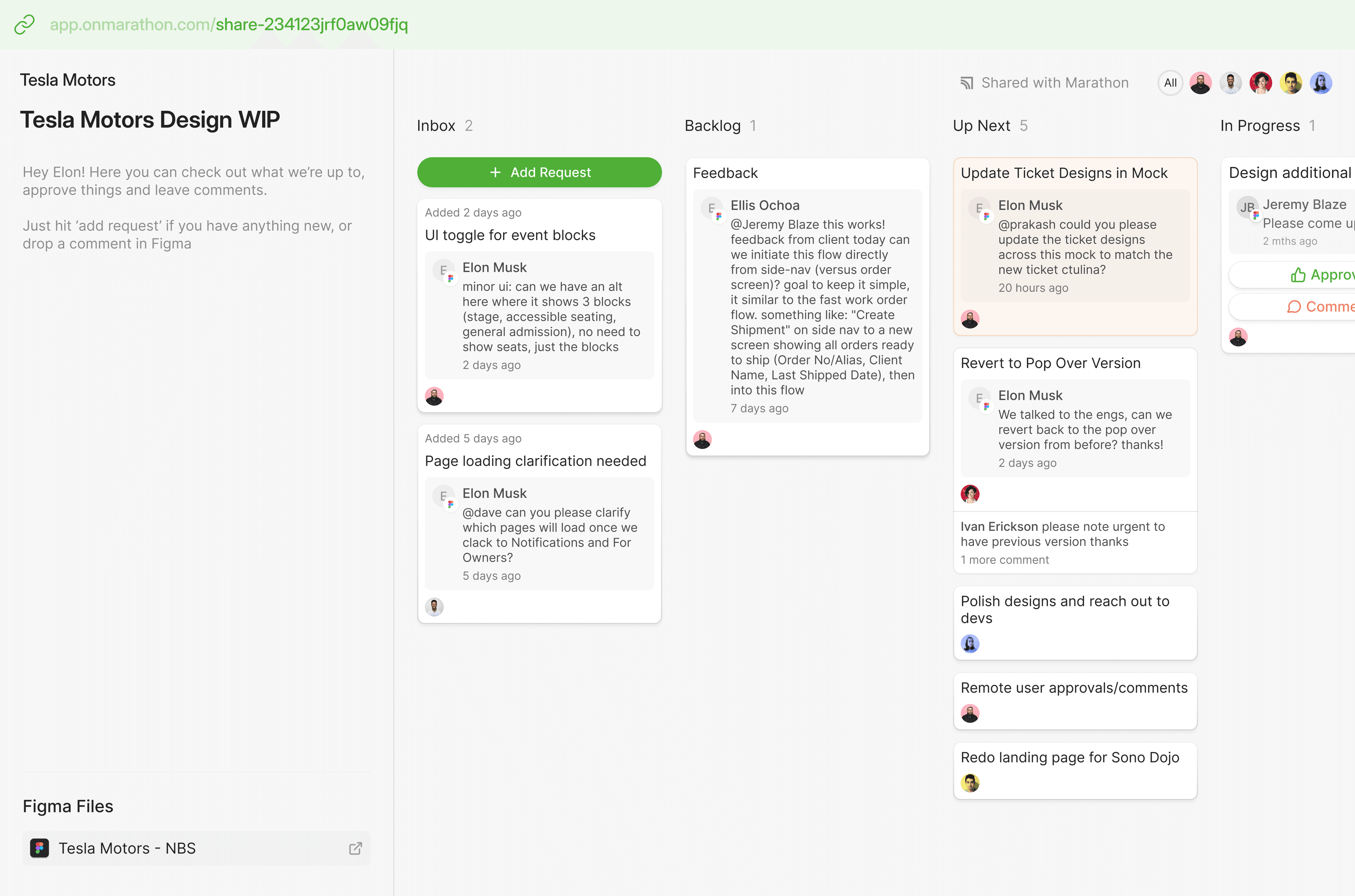 Marathon shared project view